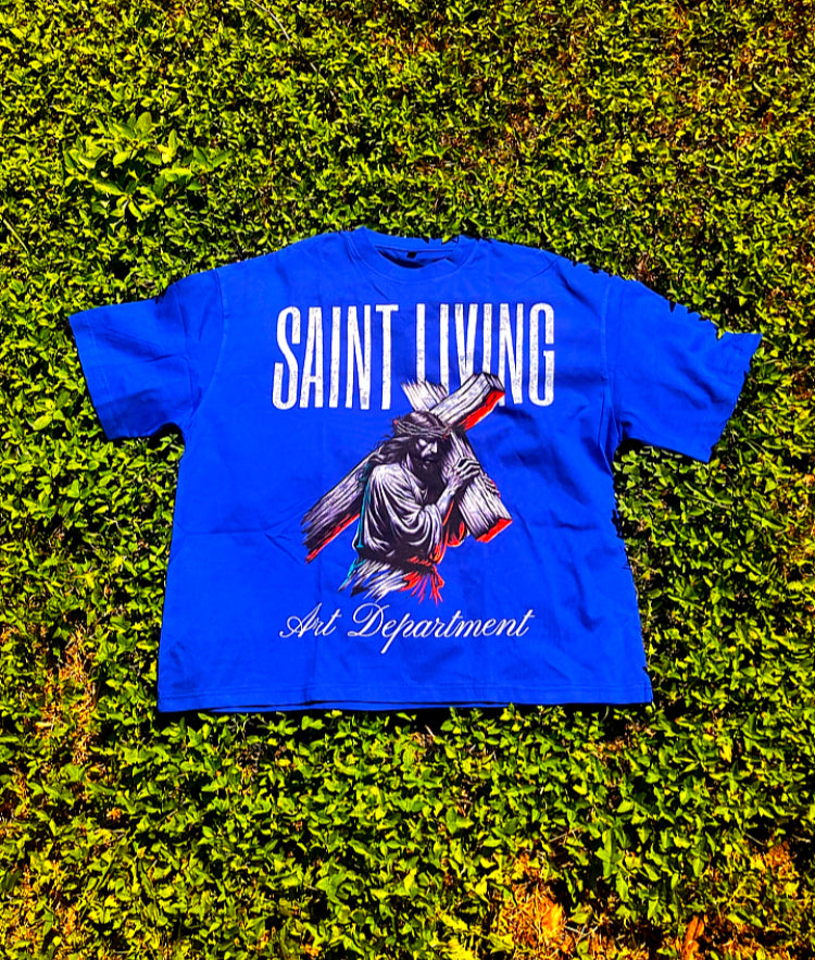 Black Crop Saint Living Heavy weight Tee