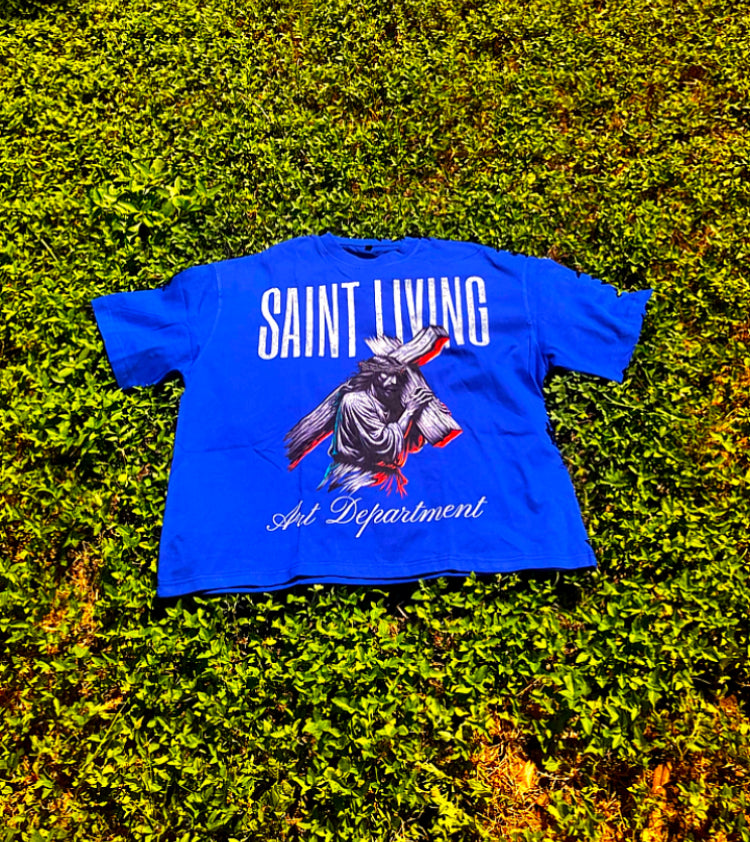 Black Crop Saint Living Heavy weight Tee